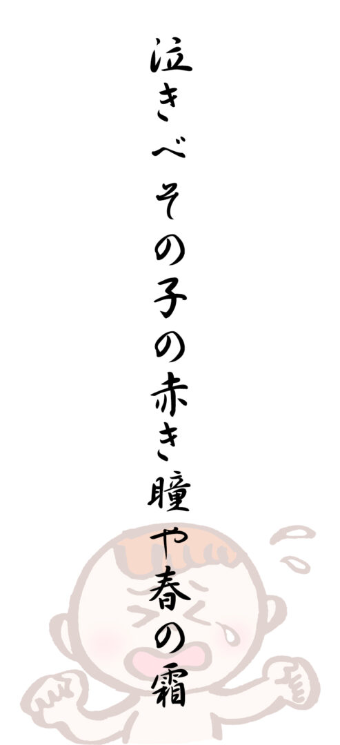 泣きべその子の赤き瞳や春の霜