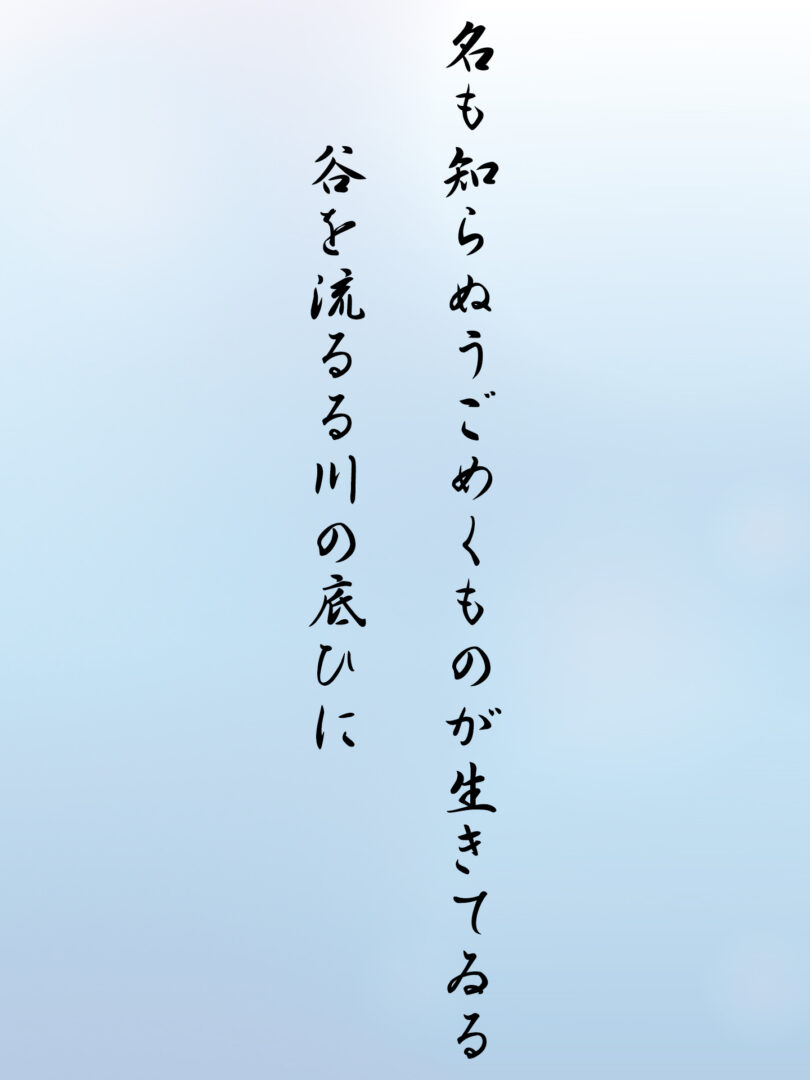 名も知らぬうごめくものが生きてゐる谷を流るる川の底ひに