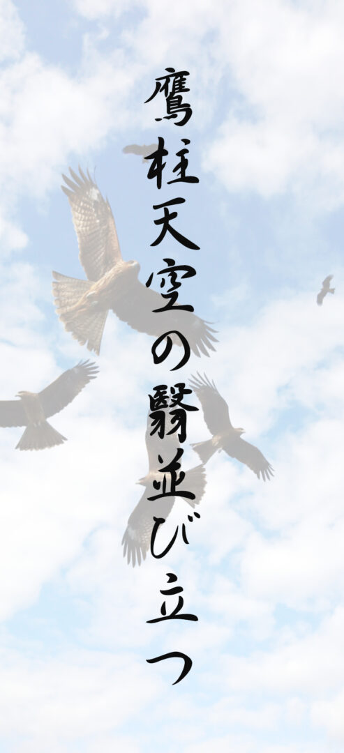 鷹柱天空の翳並び立つ