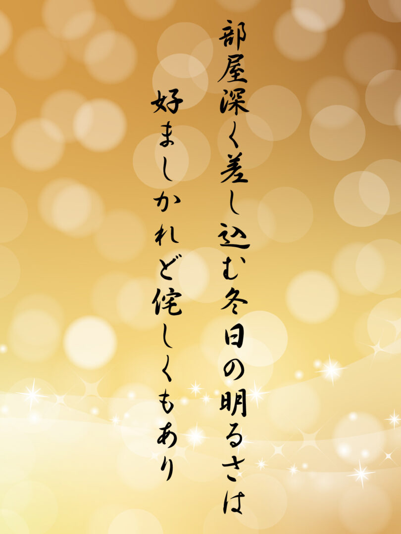 部屋深く差し込む冬日の明るさは 好ましかれど侘しくもあり